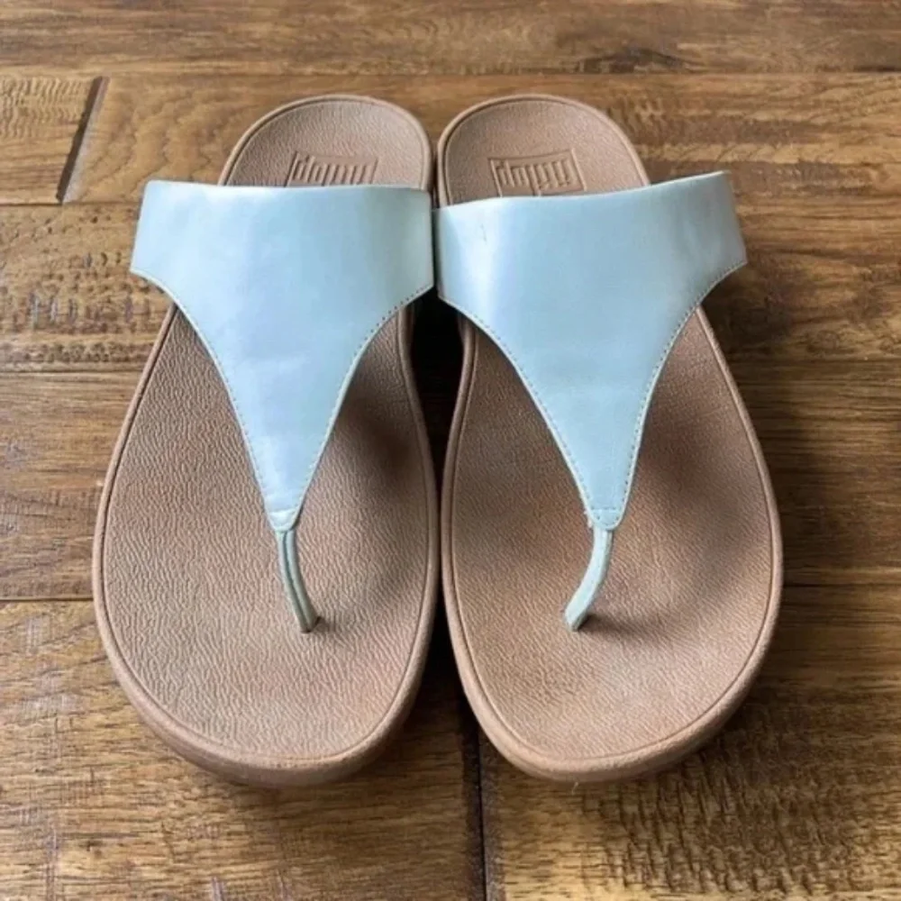 Fitflop Lulu Leather Toe Post Sandals Comfort Shoes White Size 11